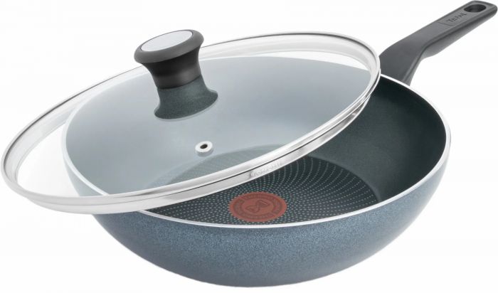 Сковорода ВОК з кришкою Tefal Generous Cook, 28см, алюміній, бакеліт, скло, чорний