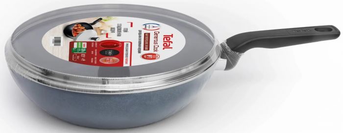 Сковорода ВОК з кришкою Tefal Generous Cook, 28см, алюміній, бакеліт, скло, чорний