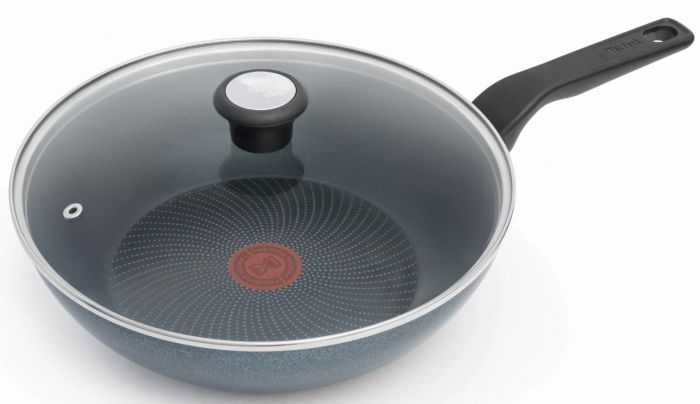 Сковорода ВОК з кришкою Tefal Generous Cook, 28см, алюміній, бакеліт, скло, чорний