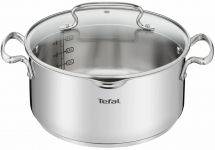 Каструля Tefal DUETTO, 5л, з кришкою, нержавіюча сталь, скло