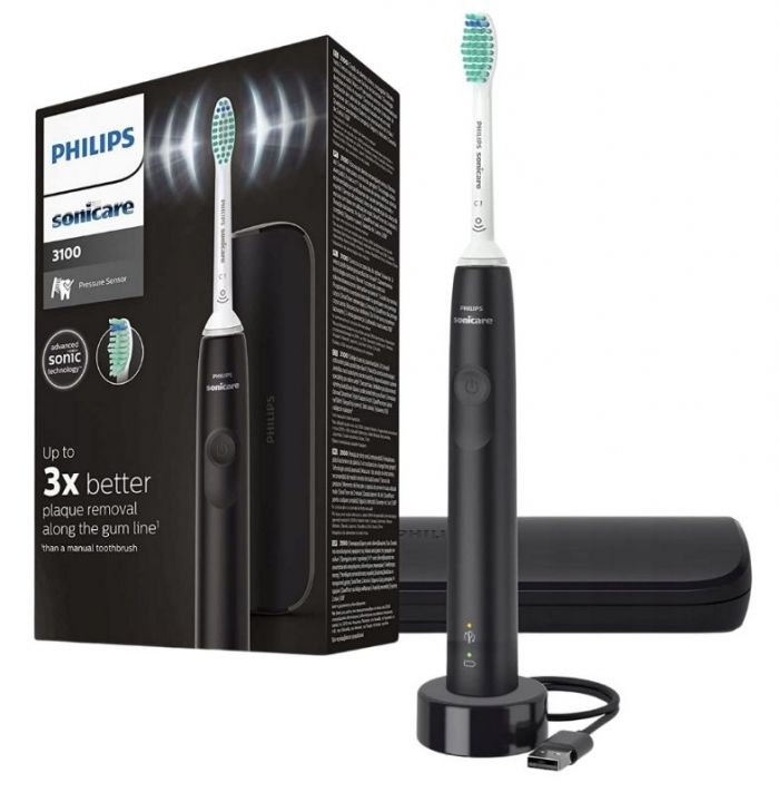 Щітка зубна електр. Philips, Sonicare Gemini 3100, 31т. колив/хв, насадок-1, футляр, чорний