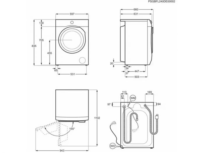 Прально-сушильна машина Electrolux фронтальна, 11(7)кг, 1600, А, 58см, дисплей, пара, інвертор, білий