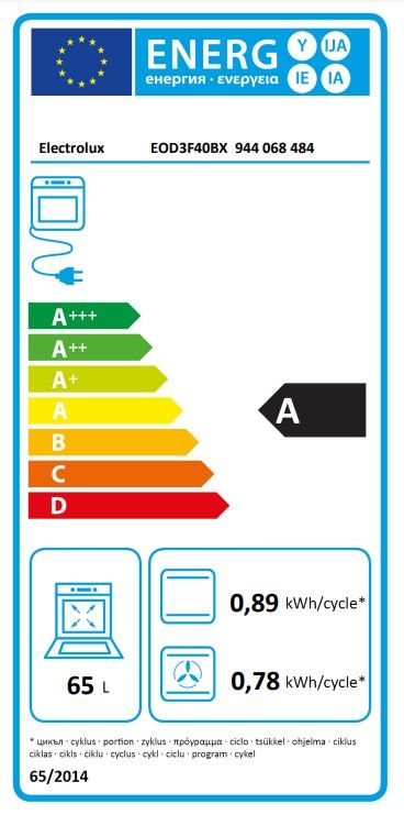 Духова шафа Electrolux електрична, 65л, A, пара, дисплей, конвекція, нерж