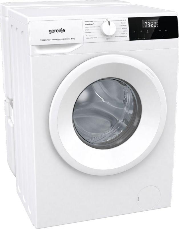 Пральна машина Gorenje фронтальна, з баком, 6кг, 1000, A+, 60см, дисплей, пар, інвертор, білий