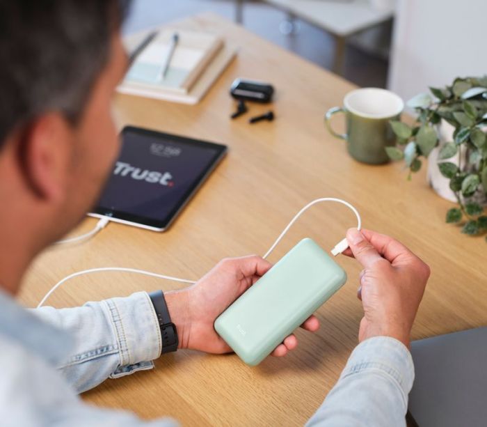 Акумулятор портативний літій-іонний power bank Trust Redoh, 20000мА·год, USB-A/2хUSB-C, 18W, QC 3.0, PD, зелений