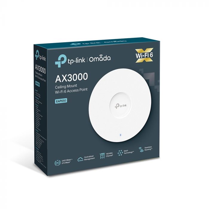 Точка доступу TP-LINK EAP650 AX3000, 1xGE LAN, PoE, Passive PoE