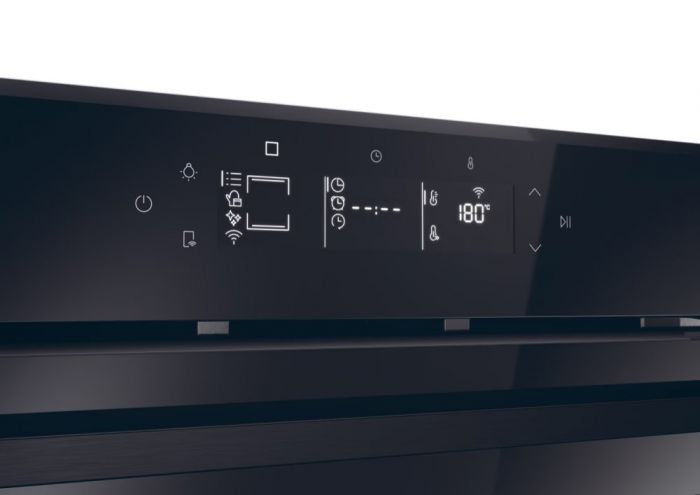 Духова шафа Haier електрична, 70л, A++, дисплей, конвекція, піроліз, телескопічні напрямні, чорний