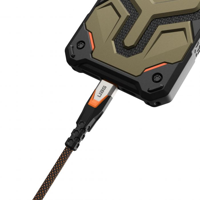 Кабель USB-C > USB-C 3.2 заряджання/синхронізації UAG 0.75м, 240Вт, Type-C, Rugged Double Braided Nylon, Black/Orange
