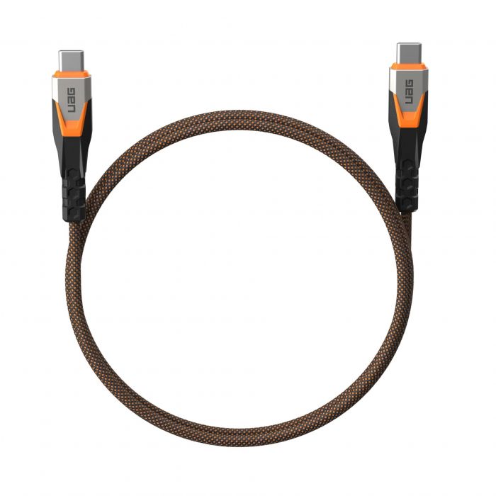 Кабель USB-C > USB-C 3.2 заряджання/синхронізації UAG 0.75м, 240Вт, Type-C, Rugged Double Braided Nylon, Black/Orange