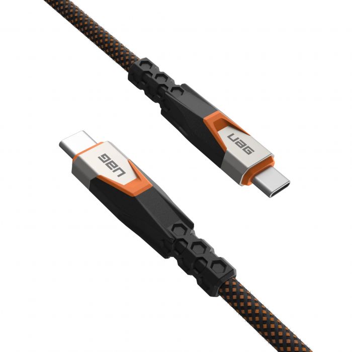 Кабель USB-C > USB-C 3.2 заряджання/синхронізації UAG 0.75м, 240Вт, Type-C, Rugged Double Braided Nylon, Black/Orange