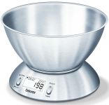 Ваги Beurer кухонні з чашею, 5кг, 2хААА , нержавіюча сталь, сірий