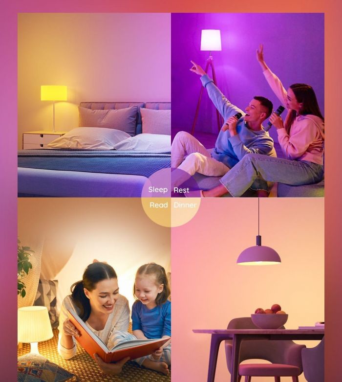 Лампа розумна Govee H6004, E27, 9W, 800Lm, 2700K-6400K, RGB, WI-FI/Bluetooth, білий