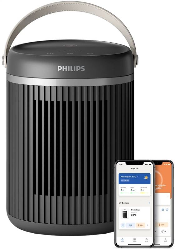 Тепловентилятор Philips Series 3000, 20м2, 2000Вт, електр. упр-ння, керамич.нагрів.елемент, Wi-Fi, темно-сірий