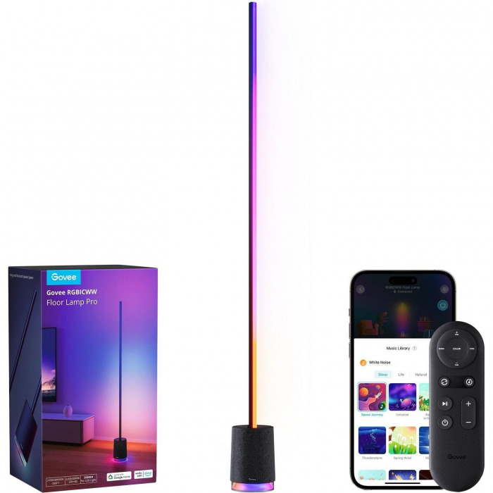 Торшер розумний Govee H6079, 1500Lm, RGBICW, with speaker, WI-FI/Bluetooth, чорний
