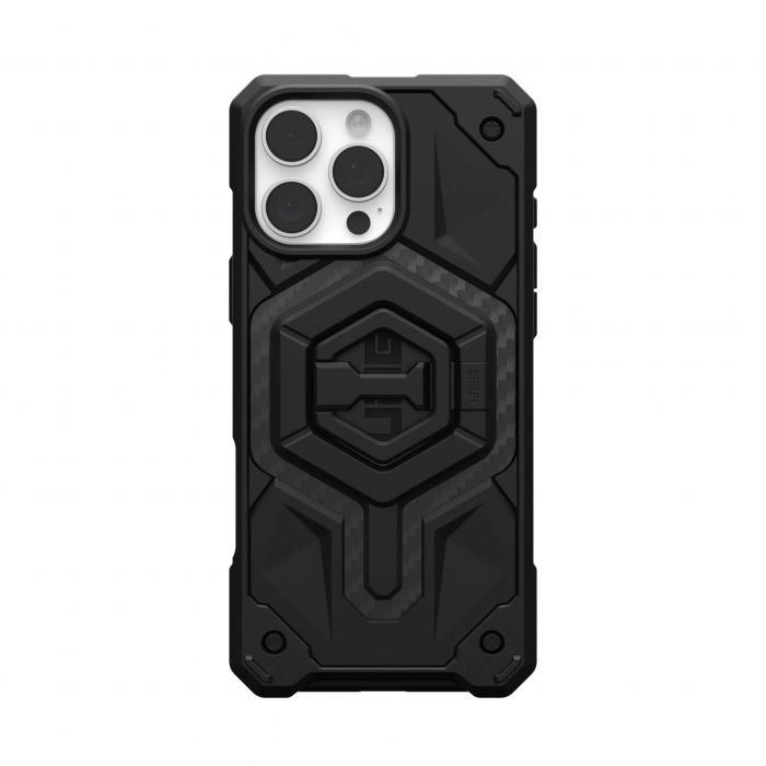 Чохол+магнітне кільце-тримач UAG для iPhone 16 Pro Max, Monarch Pro Magsafe, Carbon Fiber/Black Stand