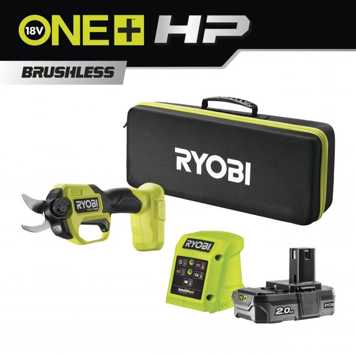 Секатор акумуляторний Ryobi ONE+ HP RY18SCXA-120T 18В акб 1х2А·год ЗП d різа 28мм 0.83кг кейс