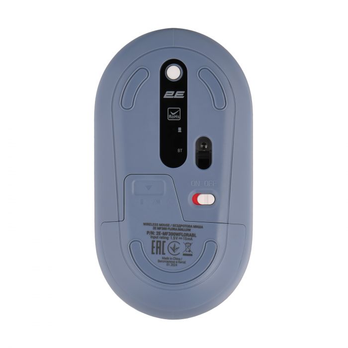 Миша 2E MF300 FLORA:MALLOW Silent WL BT, синій