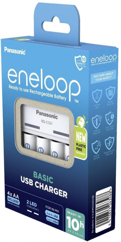 Зарядний пристрій Basic Charger USB+  Акумулятор Eneloop NI-MH  AA 2000 мАг, 4 шт.