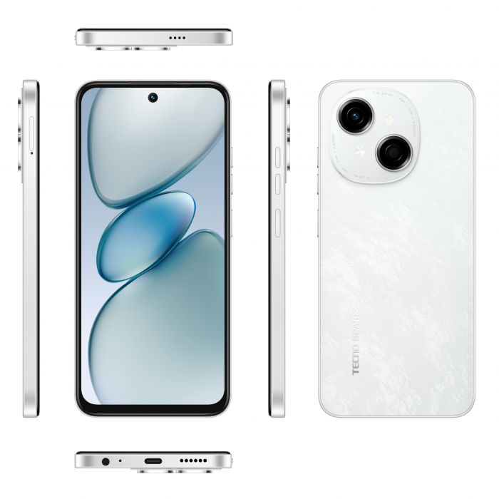 Смартфон TECNO Spark Go 1 (KL4) 6.67" 3/64ГБ, 2SIM, 5000мА•год, Glittery White
