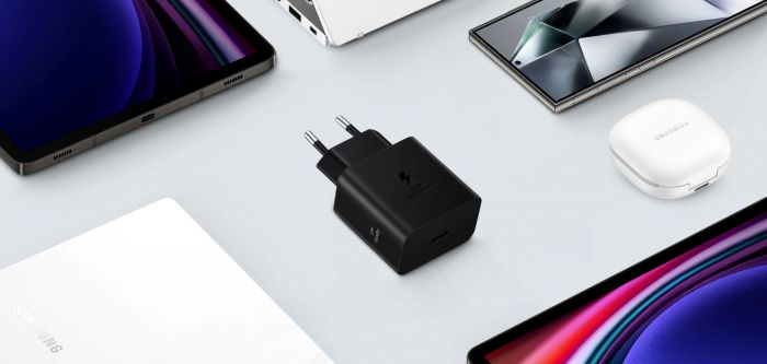 Зарядний пристрій мережевий Samsung 45Вт USB-С PD PPS, кабель USB-C > USB-C, 1.8м, чорний