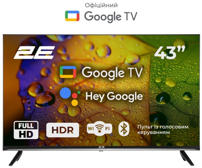 Телевізор 43" 2E LED FHD 60Hz Smart Google TV Black