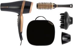Фен Remington Salon Smooth, 2100Вт, 3 режими, дифузор,гребінець, кейс, іоніз-я, хол. обдув, , чорний Фен Remington Salon Smooth, 2100Вт, 3 режими, дифузор,гребінець, кейс, іоніз-я, хол. обдув, , чорний