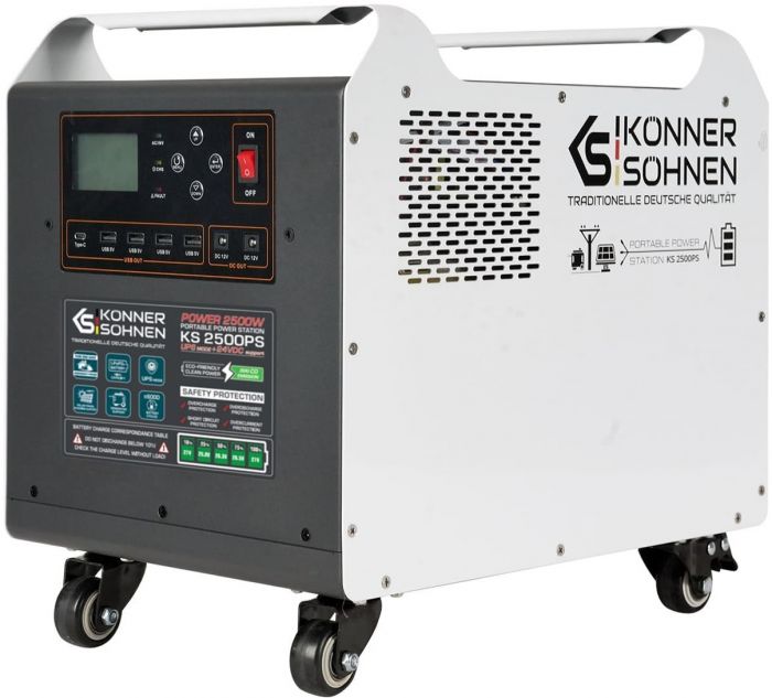 Портативна електростанція Konner&Sohnen KS 2500PS, 2500Вт, 2560 Вт/год, LifePo4, UPS, 31кг