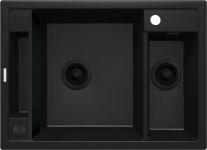 Мийка кухонна Deante Magnetic, граніт, прямокутник, без крила, 690х500х219мм, чаша - 1.5, накладна, черний
