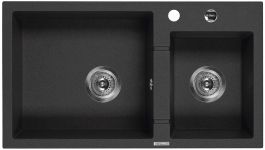 Мийка кухонна Deante Piva, граніт, прямокут., без крила, 780x440x194мм, чаша - 2, врізна, графіт