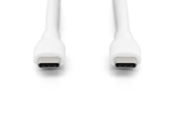 Кабель USB-C > USB-C заряджання/синхронізації, DIGITUS, 2м, USB 2.0, 60W, силіконовий, білий