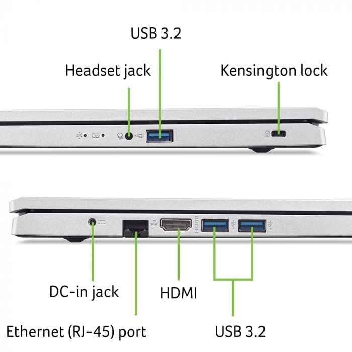 Ноутбук Acer Aspire 3 A317-54 17.3" FHD IPS, Intel i7-1255U, 16GB, F1TB, UMA, Lin, сріблястий