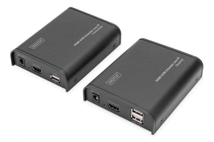 Подовжувач DIGITUS HDMI KVM по IP, комплект, Full HD, 1080p, через мережевий кабель (Cat 5, 5E, 6), 120м