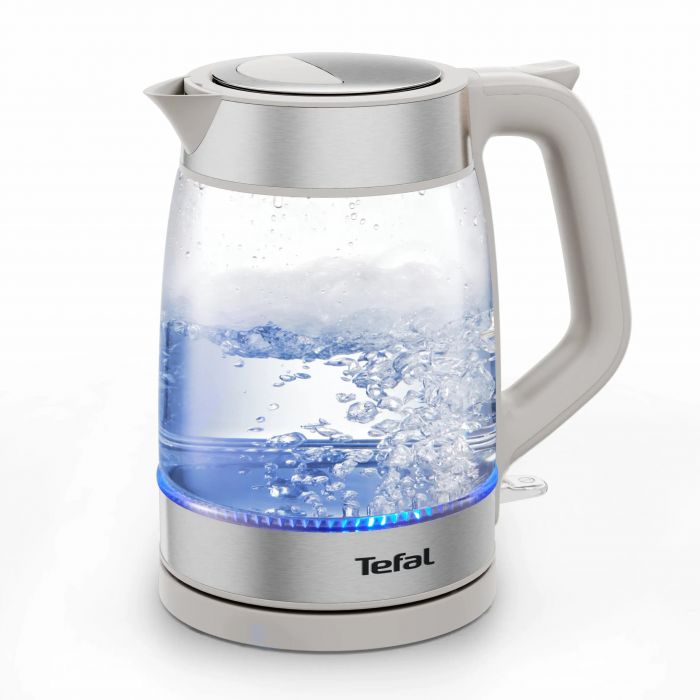 Електрочайник Tefal Glass Kettle 1.7л, скло, з підсвіткою, біло-срібний