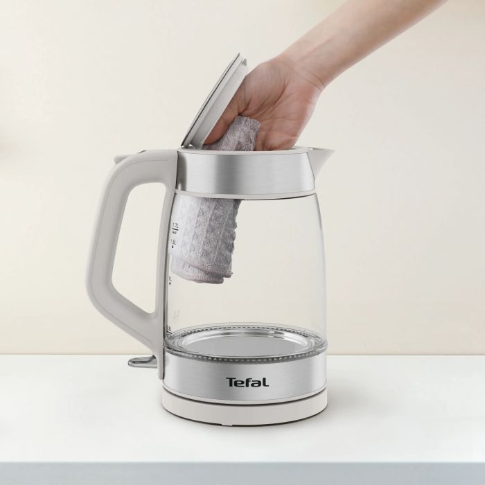 Електрочайник Tefal Glass Kettle 1.7л, скло, з підсвіткою, біло-срібний