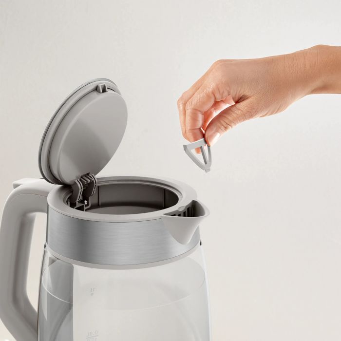 Електрочайник Tefal Glass Kettle 1.7л, скло, з підсвіткою, біло-срібний