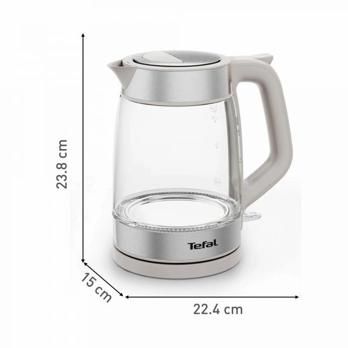 Електрочайник Tefal Glass Kettle 1.7л, скло, з підсвіткою, біло-срібний