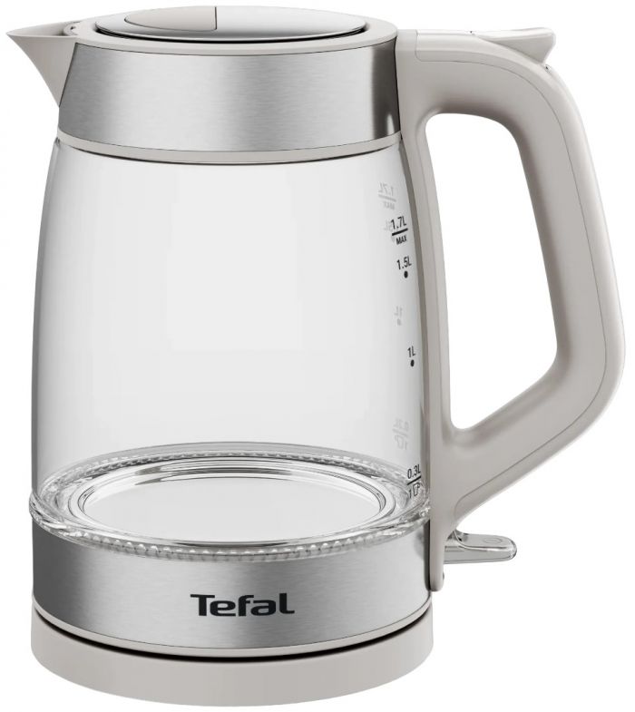 Електрочайник Tefal Glass Kettle 1.7л, скло, з підсвіткою, біло-срібний