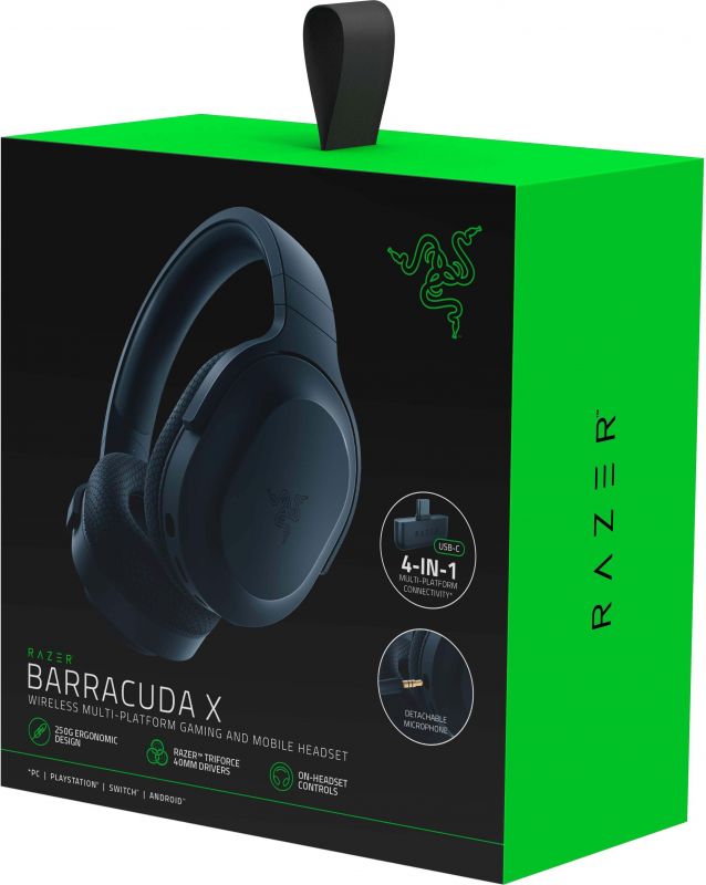 Гарнітура ігрова Razer Barracuda X, 7.1, mini-jack/USB-A/BT/WL, 1.5м, чорний