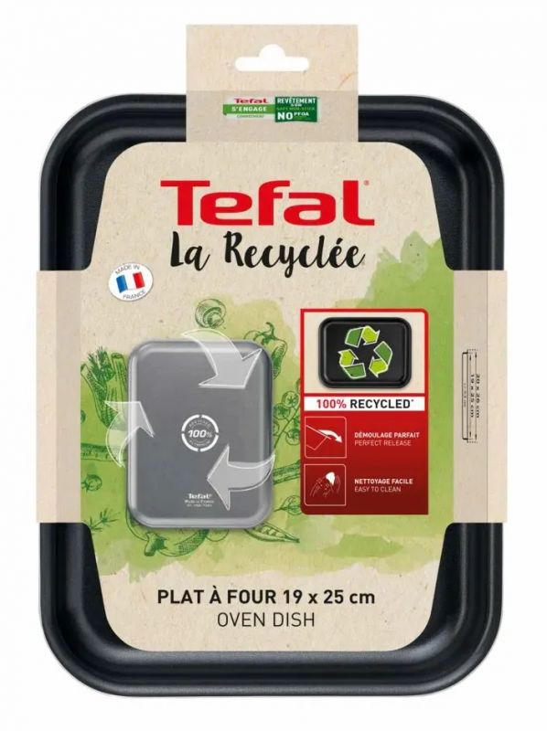 Форма для запікання Tefal La Recyclee, прямокутна, 19x25см, алюміній, чорний