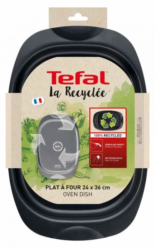 Форма для запікання Tefal La Recyclee, овальна, з ручками, 24х36см, алюміній, чорний