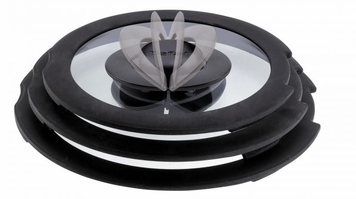 Кришка Tefal Ingenio 28см, скло, силікон, прозоро-чорний