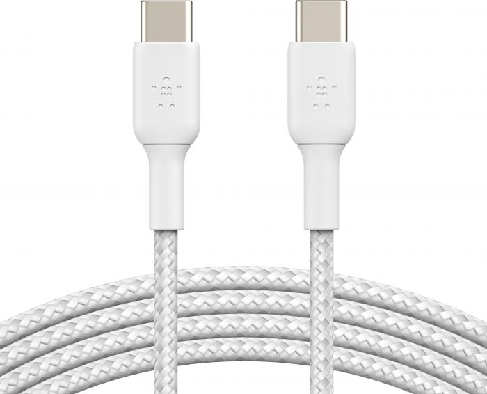 Кабель USB-C > USB-C заряджання/синхронізації Belkin 2м, 60Вт, Type-C, плетений, білий