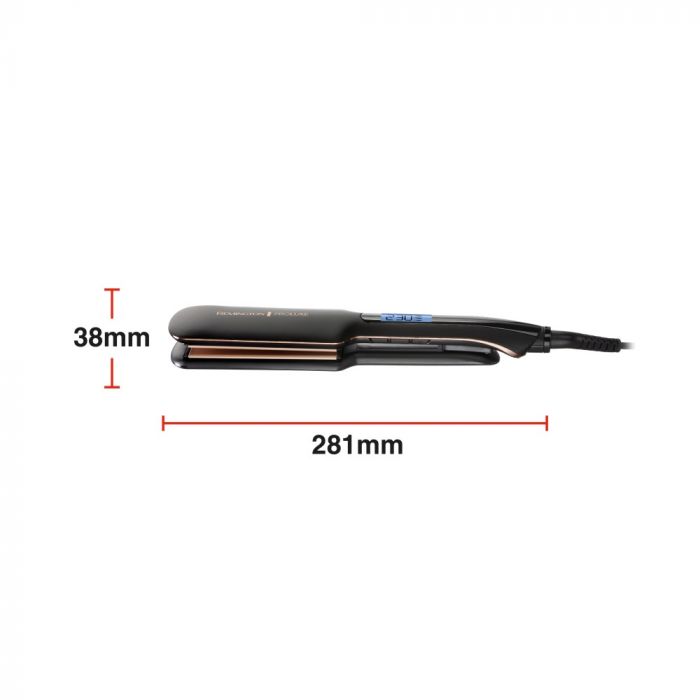 Випрямляч Remington PROluxe Midnight Wide Plate Straightener, темп.режимов-9, 150-230С, чохол, дісплей, кераміка, чорний