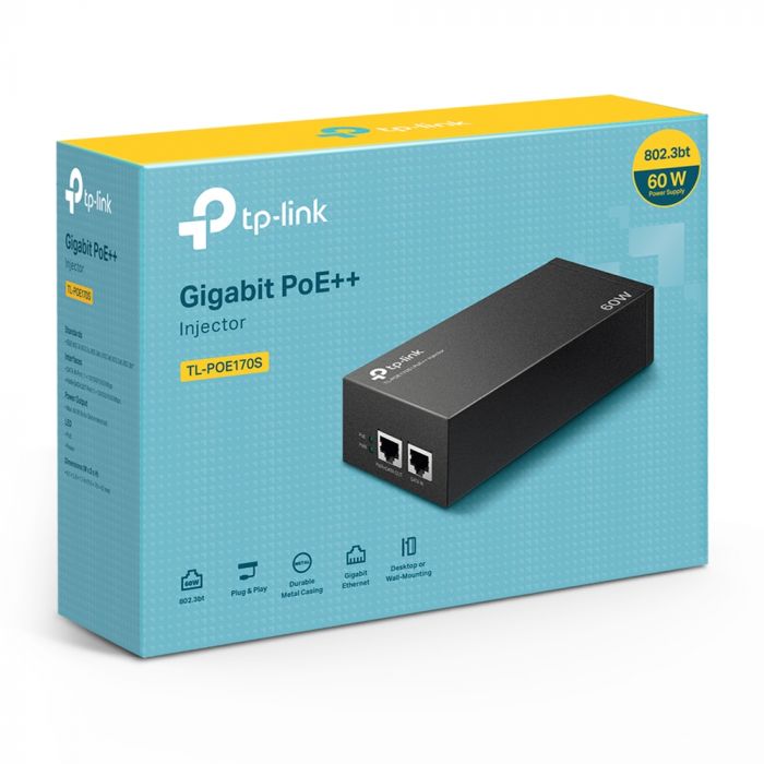 Інжектор PoE TP-LINK POE170S 1xGE, 1xGE PoE, 60Вт