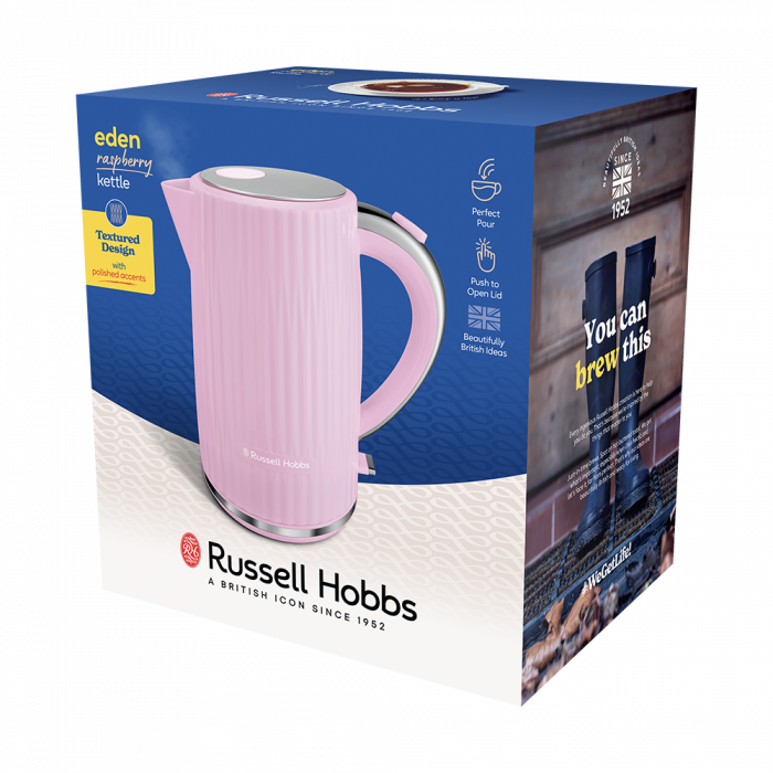 Електрочайник Russell Hobbs Eden, 1.7л, нержавіюча сталь, пластик, малиновий