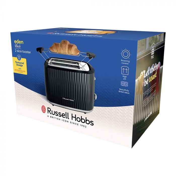 Тостер  Russell Hobbs Eden 800Вт, пластик, підігрів,разморозка, чорний