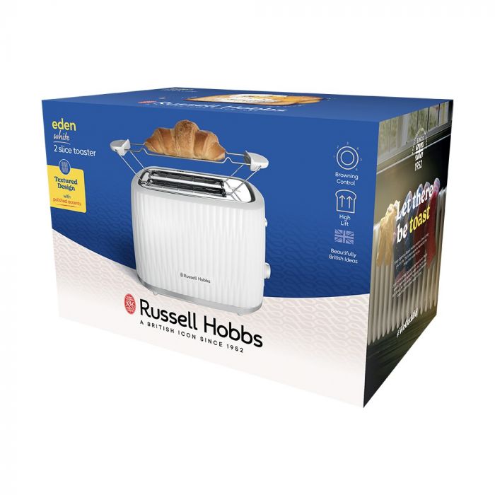 Тостер  Russell Hobbs Eden 800Вт, пластик, підігрів,разморозка, білий