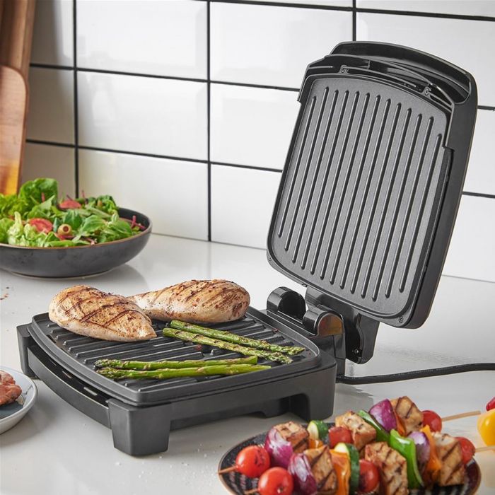 Гриль George Foreman прижимний Immersa Medium, 1300Вт, темп. режимів-1, з`ємні пластини, метал, пластик, чорний