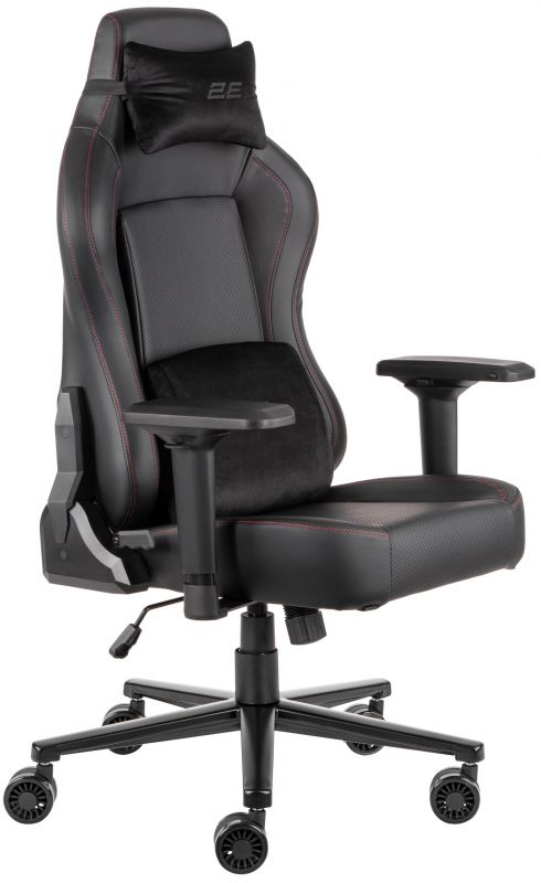 Крісло 2E GAMING BASAN II, ПУ шкіра, 4D-Armrests, чорно-червоний