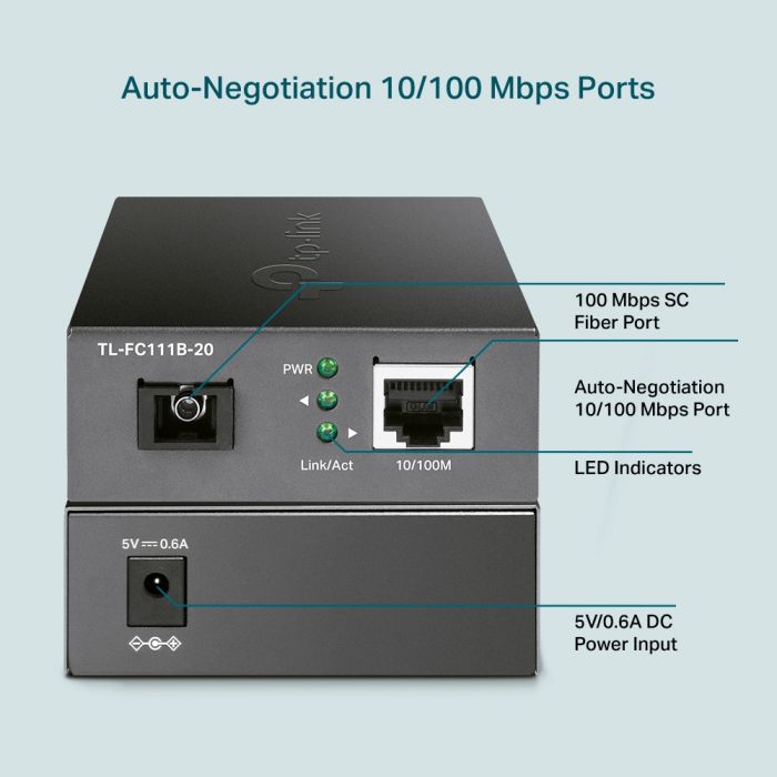 Медіаконвертер TP-LINK FC111B-20 1xFE, 100Base-LX, SM, WDM, 20km, SC